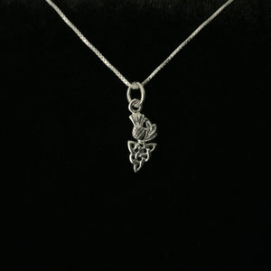 925 Sterling Silver Scottish Thistle Flower Charm Pendant + Free Chain