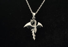 Large 925 Sterling Silver Medieval Dragon Necklace