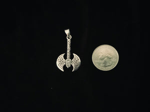 Large Handcast 925 Sterling Silver Viking Norse Battle Axe Pendant + Free Chain