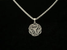 Large Handcast 925 Sterling Silver Celtic Triskele Triple Spiral Pendant w/ Entwined Celtic Dragons Necklace