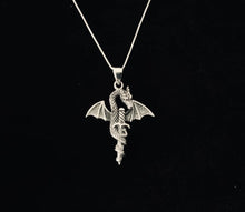 Large 925 Sterling Silver Medieval Dragon Necklace