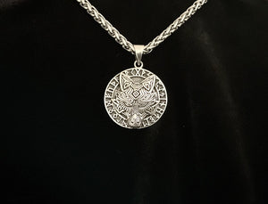 Handcast 925 Sterling Silver Norse Viking Celtic Wolf Rune Alphabet  Pendant + Free Chain