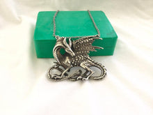Large Handcast 925 Sterling Silver Heavy Medieval Dragon Pendant Necklace