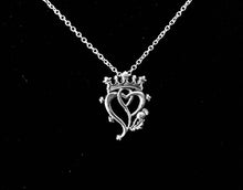 Large Handcast 925 Sterling Silver Scottish Luckenbooth Thistle Heart Pendant + Free Chain