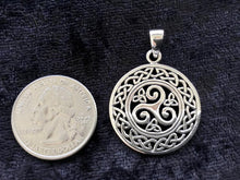 Handcast 925 Sterling Silver Celtic Triskele Triple Spiral Triskelion Pendant Necklace + Free Chain