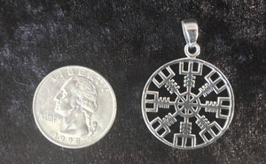 Handcast 925 Sterling Silver Norse Viking Helm of Awe Pendant Necklace + Free Chain