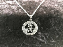 Handcast 925 Sterling Silver Celtic Viking Triskele Triple Spiral Triskelion Pendant Necklace 24 Runes + Free Chain