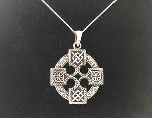Handcast 925 Sterling Silver Equal Sided Celtic Cross Pendant Necklace + Free Chain