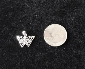 Handcast 925 Sterling Silver Celtic Butterfly Pendant accented with Celtic Knotwork+ Chain