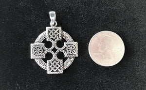 Handcast 925 Sterling Silver Equal Sided Celtic Cross Pendant Necklace + Free Chain
