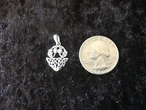 Handcast 925 Sterling Silver Scottish Double Thistle Flower Pendant + Free Chain