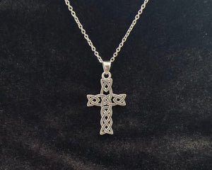 Handcast 925 Sterling Silver Celtic Braided Knot Cross Pendant Necklace + Free Chain