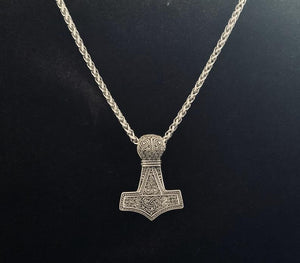 Large Handcast 925 Sterling Silver Norse Viking Thor's Thors Hammer Mjolnir Pendant + Free Chain