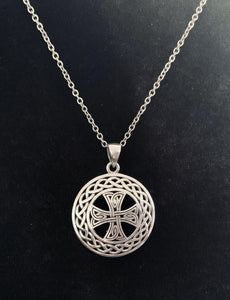 Handcast 925 Sterling Silver Equal Sided Celtic Cross Pendant Necklace + Free Chain