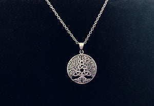 Large Handcast 925 Sterling Silver Irish Celtic Triquetra Trinity Knot Tree of Life Pendant + Free Chain Necklace