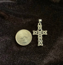 Handcast 925 Sterling Silver Celtic Braided Knot Cross Pendant Necklace + Free Chain