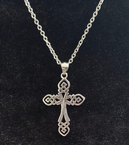 Handcast 925 Sterling Silver Celtic Knot Cross Pendant Necklace + Free Chain