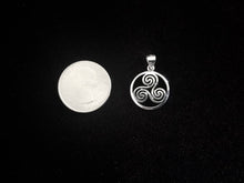 Handcast 925 Sterling Silver Celtic Triskele Triple Spiral Triskelion Pendant + Free Chain