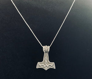 Handcast Double Sided 925 Sterling Silver Viking Norse Thor's Hammer Mjolnir Pendant Necklace + Free Chain