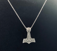 Handcast Double Sided 925 Sterling Silver Viking Norse Thor's Hammer Mjolnir Pendant Necklace + Free Chain