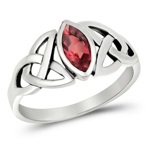 Silver Celtic Trinity / Triquetra Knot Ring Ruby CZ Size 5-10