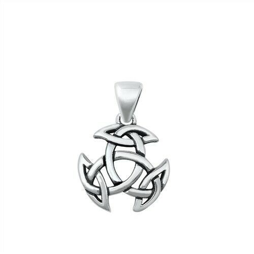 925 Sterling Silver Irish Celtic Triquetra Trinity Knot Pendant Free Chain
