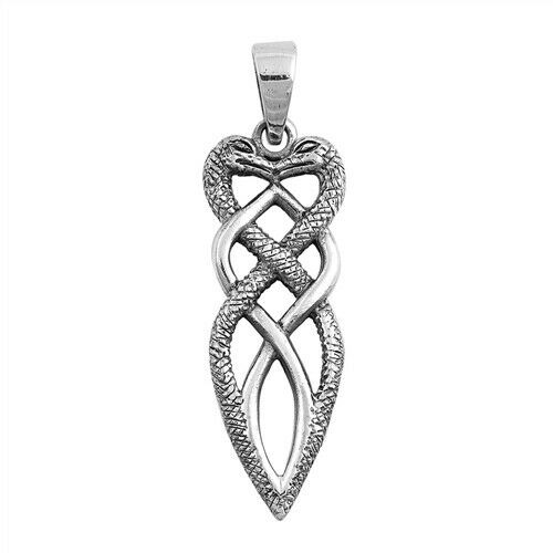 925 Sterling Silver Celtic Snake Snakes Knot Pendant + Chain
