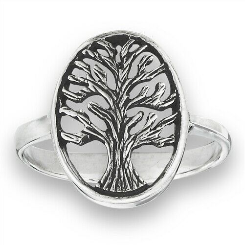 925 Sterling Silver Tree of Life Ring Band Size 6-10