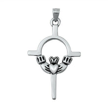 925 Sterling Silver Irish Celtic Claddagh Claddaugh Cross Pendant Necklace Free Chain