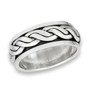 Sterling Silver Unisex Celtic Braided Eternity Weave Spinner Ring