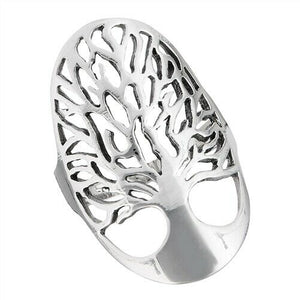Large 925 Sterling Silver Tree of Life Ring Band Size 6-10
