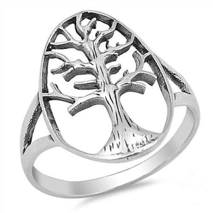 Large 925 Sterling Silver Tree of Life Ring Band Size 5-10