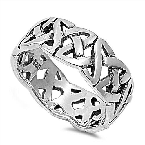925 Sterling Silver Unisex Celtic Knot Ring Band Size 5-12