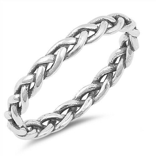 925 Sterling Silver Celtic Braided Weave Band Ring Size 4-10