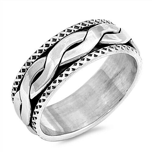 Sterling Silver Unisex Celtic Eternity Weave Spinner Ring