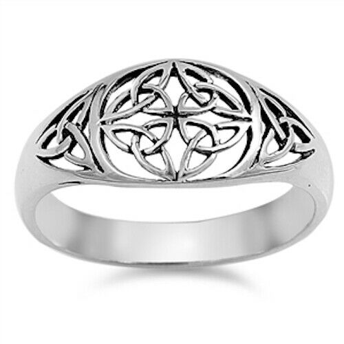 925 Sterling Silver Celtic Trinity Knot Ring Band Size 5-12