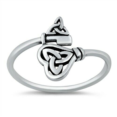 925 Sterling Silver Celtic Trinity Knot Ring Size 4-10