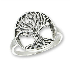 925 Sterling Silver Tree of Life Ring Band Size 6-9