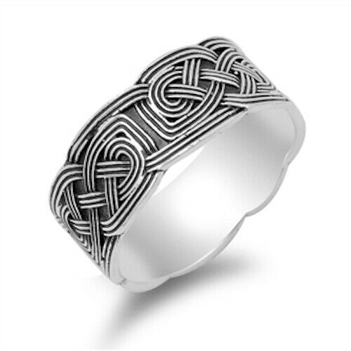 Large 925 Sterling Silver Unisex Celtic Endless Knot Ring Band Size 5-14
