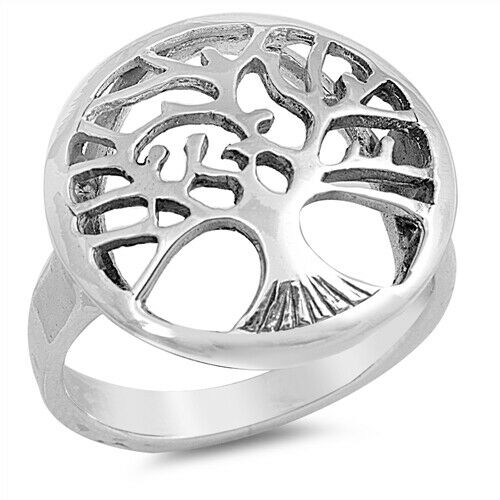 Large 925 Sterling Silver Tree of Life Ring Band Size 6-12