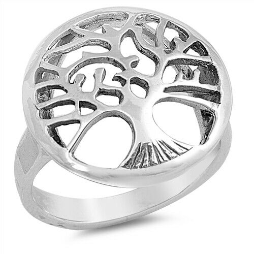 Large 925 Sterling Silver Tree of Life Ring Band Size 6-12