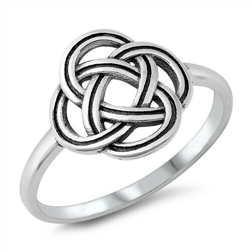 925 Sterling Silver Celtic Flower Knot Ring Band Size 4-12