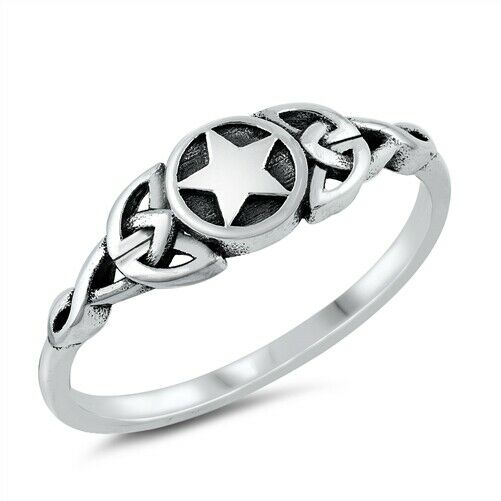 925 Sterling Silver Celtic Star Ring Size 4-10