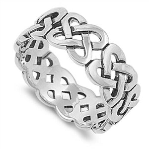 Large 925 Sterling Silver Unisex Celtic Knot Ring Band Size 5-14