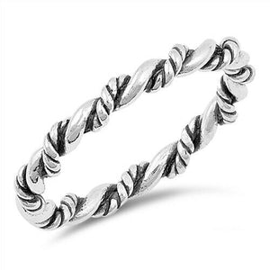 925 Sterling Silver Celtic Braided Rope Band Ring Size 4-10