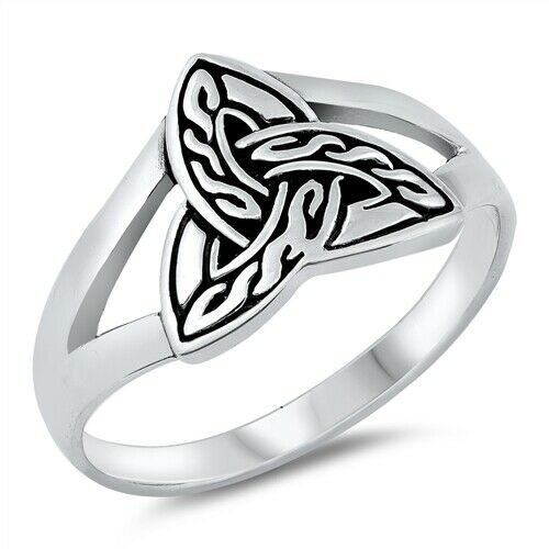925 Sterling Silver Unisex Celtic Trinity Knot Ring Band Size 5-10
