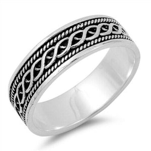 Large 925 Sterling Silver Unisex Celtic Weave Ring Band Size 5-14