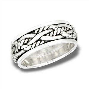 Sterling Silver Unisex Celtic Braided Eternity Weave Spinner Ring