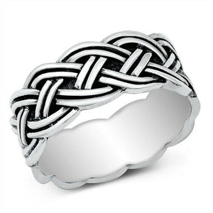 Large 925 Sterling Silver Unisex Celtic Eternity Weave Ring Band Size 7-13