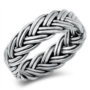 Large 925 Sterling Silver Unisex Celtic Braided Weave Ring Band Size 6-12